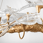 Люстра подвесная с прозрачными стеклянными птичками на ветвях Диаметр 80 см Serip Voa варинант исполнения - 9 | Loft Concept в Твери