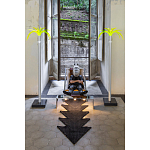 Дизайнерское кресло на металлическом каркасе с подставкой для ног Poltronova Mies Armchair варинант исполнения - 6 | Loft Concept в Твери