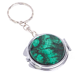 Зеркало брелок карманное двухстороннее из натурального камня Малахит Stone Mirrors варинант исполнения - 4 | Loft Concept в Твери