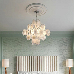 Люстра  с каскадом из круглых декоративных элементов  White Clear Glass Chandelier варинант исполнения - 5 | Loft Concept в Твери