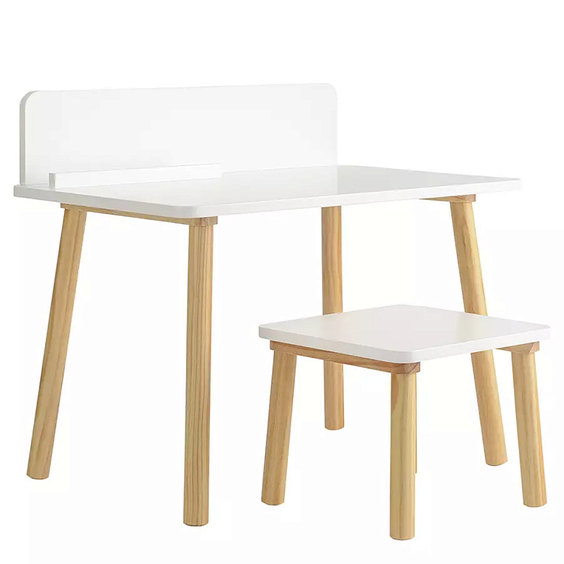 Набор детской мебели белый Childrens Table with Stool Белый Голубой в Твери | Loft Concept 