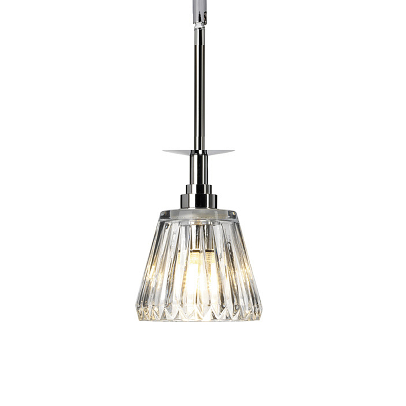 Подвесной светильник хромированного цвета с граненым прозрачным стеклянным плафоном Elstead Lighting Прозрачное Стекло Хром в Твери | Loft Concept 
