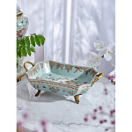 Блюдо прямоугольное из голубого фарфора с ручками и рисунком птиц и цветов Blue Garden варинант исполнения - 2 | Loft Concept в Твери