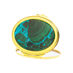 Зеркало карманное складное овальное из натурального камня Малахит с Хризоколлой Gold Stone Mirrors варинант исполнения - 2 | Loft Concept в Твери