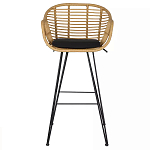 Стул барный с ротанговым плетением Half Bar Chair with Wicker с подлокотниками варинант исполнения - 1 | Loft Concept в Твери