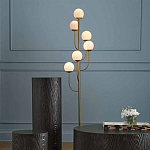 Торшер с 6-ю белыми стеклянными плафонами в форме шаров Gooseneck Pelle Chandelier варинант исполнения - 2 | Loft Concept в Твери