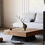 Дизайнерский журнальный стол квадратный с черным трапециевидным основанием Wokab варинант исполнения - 3 | Loft Concept в Твери