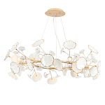 Люстра круглая с белыми лепестками из керамики и прозрачными хрустальными цветками Диаметр 82 см Wintery flovers варинант исполнения - 1 | Loft Concept в Твери