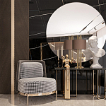 Настольная лампа с цилиндрическим абажуром из коричневой ткани и золотыми трубочками Brown Aura варинант исполнения - 4 | Loft Concept в Твери