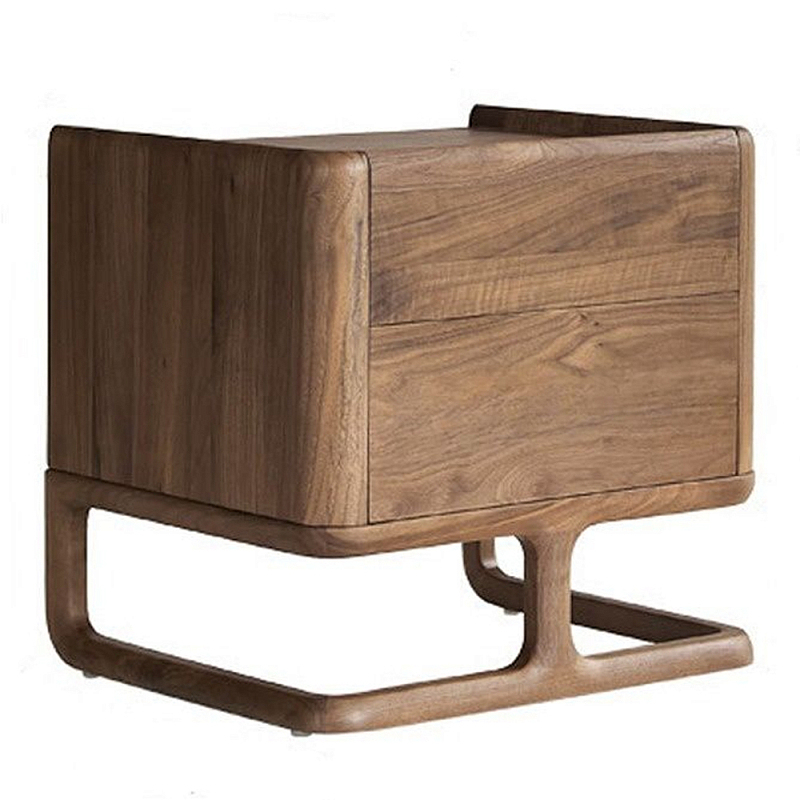 Прикроватный деревянный столик с 2-мя ящиками Moon Walnut Furniture Орех Прикроватный деревянный столик с 2-мя ящиками Moon Walnut Furniture Орех в Твери | Loft Concept