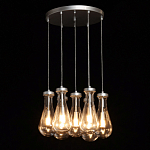 Люстра с 7-ю прозрачными плафонами из стекла в форме капли на круглом потолочном основании цвета хром Lucid Rain  варинант исполнения - 3 | Loft Concept в Твери