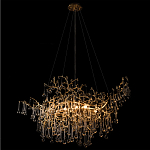 Подвесная люстра в виде ветвей деревьев золотого цвета с прозрачными подвесками-каплями 10 и 14 ламп Droplet Chandelier варинант исполнения - 4 | Loft Concept в Твери