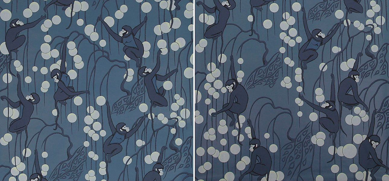 Обои ручная роспись Deco Monkeys Parisian Blue on dyed paper Обои ручная роспись Deco Monkeys Parisian Blue on dyed paper - Loft-Concept в Твери