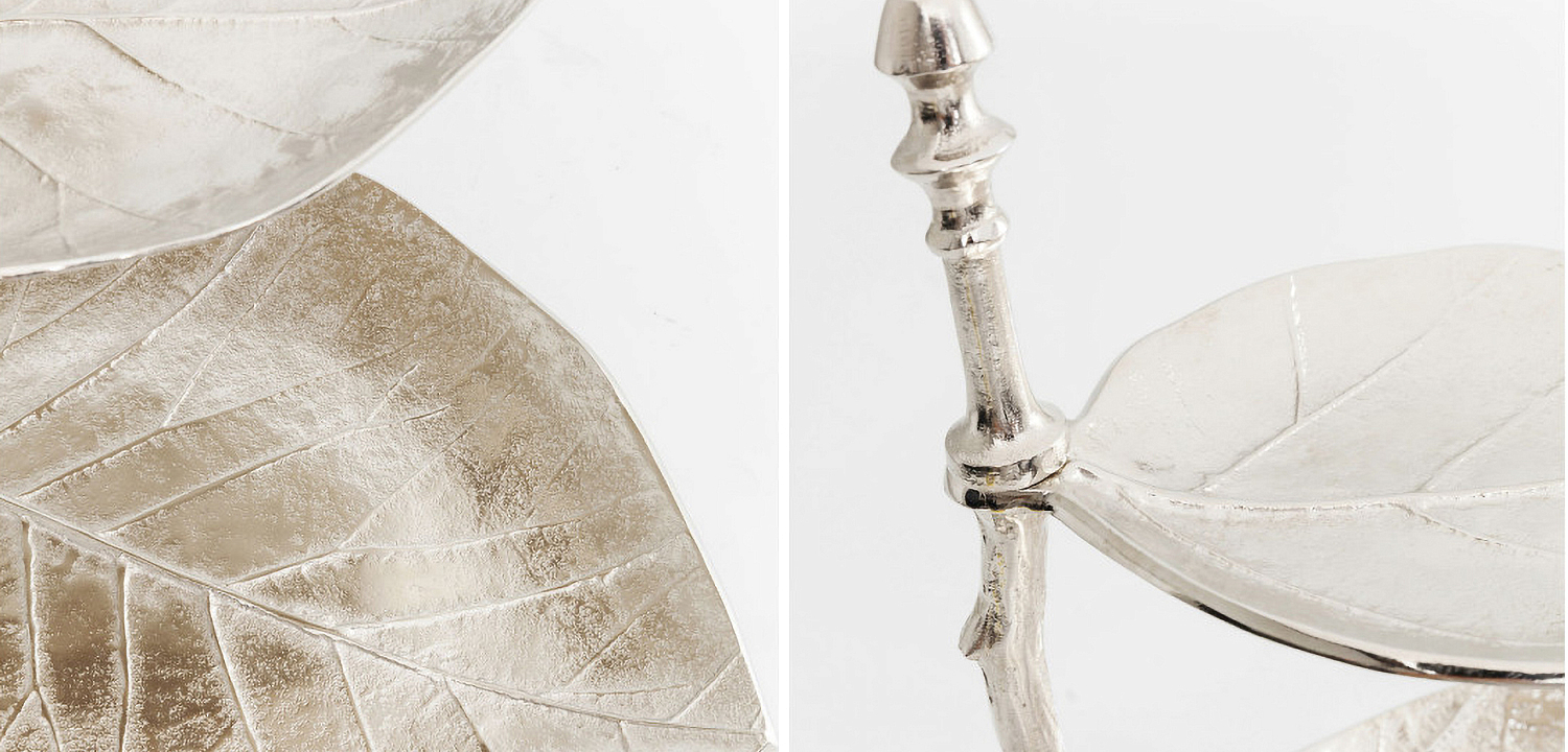 Блюдо трёхъярусное Chrome Leaves Блюдо трёхъярусное Chrome Leaves - Loft-Concept в Твери