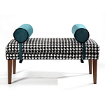 Банкетка Banquette PIED DE POULE с принтом гусиная лапка и синими подлокотниками  варинант исполнения - 1 | Loft Concept в Твери