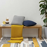 Плед из хлопка жемчужной вязки горчичного цвета Waffle Comfort варинант исполнения - 5 | Loft Concept в Твери