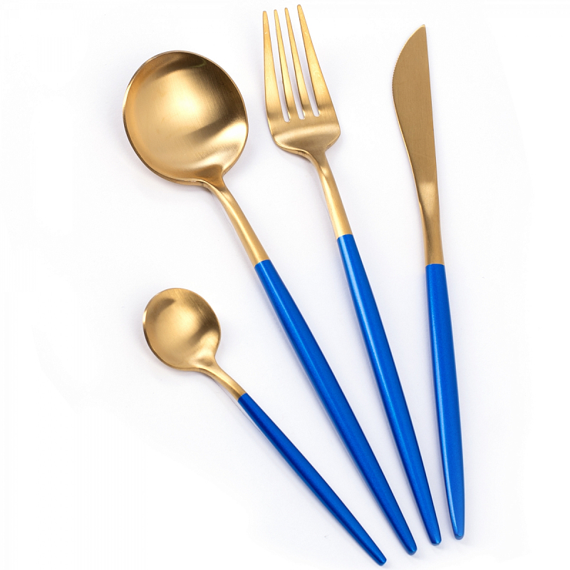 Столовые приборы Gold and Blue Золотой Синий Столовые приборы Gold and Blue Золотой Синий в Твери | Loft Concept