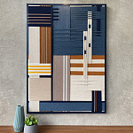 Панно из шнура Синяя геометрическая абстракция wall panel line Blue варинант исполнения - 1 | Loft Concept в Твери