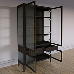 Витрина Primo со стеклянными фасадами и 2 ящиками Темный орех варинант исполнения - 6 | Loft Concept в Твери