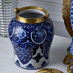 Ваза с насыщенным синим орнаментом и золотой крышкой Blue & White Ornament  варинант исполнения - 4 | Loft Concept в Твери