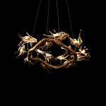 Люстра подвесная с прозрачными стеклянными птичками на ветвях Диаметр 80 см Serip Voa варинант исполнения - 8 | Loft Concept в Твери