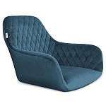 Стул с мягкой синей обивкой из велюра и подъемно-поворотным механизмом на черных колесиках Harper Blue варинант исполнения - 2 | Loft Concept в Твери