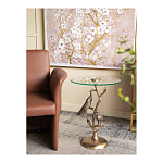 Столик с круглой стеклянной столешницей и корпусом в виде двух павлинов на ветке Table Two Peacocks варинант исполнения - 7 | Loft Concept в Твери