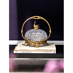 Конфетница из прозрачного рельефного стекла с ручкой и фигуркой лебедя Eden Garden варинант исполнения - 4 | Loft Concept в Твери