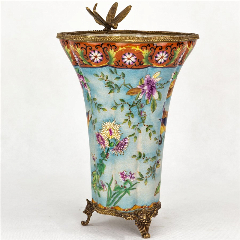 Фарфоровая ваза Bronze Dragonfly Vase Голубой Бронза Терракотовый Фарфоровая ваза Bronze Dragonfly Vase Голубой Бронза Терракотовый в Твери | Loft Concept