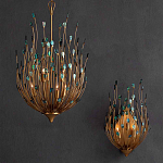 Бра настенное золотое с декором из бирюзовых элементов Peacock Tail варинант исполнения - 4 | Loft Concept в Твери