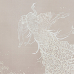 Обои ручная роспись в стиле Арт-деко Whistler Peacocks Special Colourway on Almost Mauve dyed silk варинант исполнения - 1 | Loft Concept в Твери