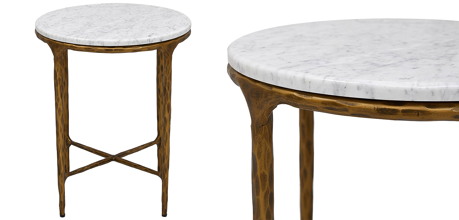 Приставной стол круглый с мраморной столешницей Randy Marble Round Coffee Table Приставной стол круглый с мраморной столешницей Randy Marble Round Coffee Table - Loft-Concept в Твери