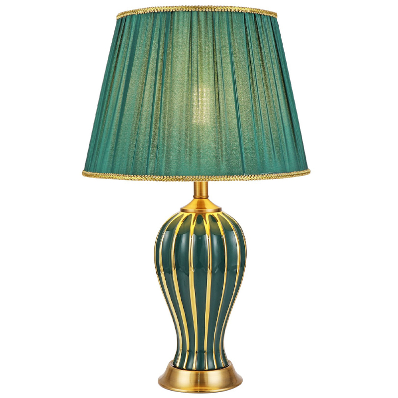 Настольная лампа с абажуром Celestina Green Gold Lampshade Table Lamp Золотой Зеленый Настольная лампа с абажуром Celestina Green Gold Lampshade Table Lamp Золотой Зеленый в Твери | Loft Concept