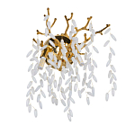 Бра золотого цвета с ветвями и белыми овальными стеклянными подвесками Droplet Chandelier варинант исполнения - 1 | Loft Concept в Твери