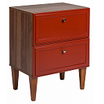 Тумба прикроватная красная из массива бука с 2-мя ящиками Wenge Light варинант исполнения - 1 | Loft Concept в Твери