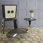 Дизайнерский журнальный столик с круглой столешницей на золотых ножках Risenbix варинант исполнения - 1 | Loft Concept в Твери