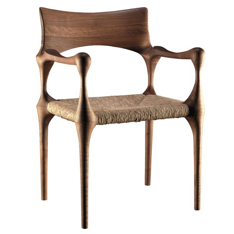 Стул из Ореха с плетеным сидением Kronos Dining Chair Brown Коричневый Бежевый Стул из Ореха с плетеным сидением Kronos Dining Chair Brown Коричневый Бежевый в Твери | Loft Concept