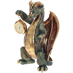 Часы в виде дракона Green Dragon Gold Mask with Clock варинант исполнения - 1 | Loft Concept в Твери