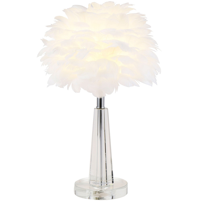 Настольная лампа с перьями Plumage White Table Lamp Прозрачный Белый Хром Настольная лампа с перьями Plumage White Table Lamp Прозрачный Белый Хром в Твери | Loft Concept