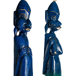 Комплект из 2-х деревянных статуэток Asmat Tall Statuettes Blue варинант исполнения - 3 | Loft Concept в Твери