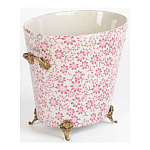 Кашпо из белого фарфора с розовым цветочным орнаментом Eden Garden варинант исполнения - 2 | Loft Concept в Твери