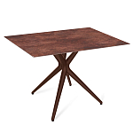 Стол обеденный с коричневой прямоугольной столешницей из керамики на четырех пластиковых ножках Brown Ceramics варинант исполнения - 1 | Loft Concept в Твери