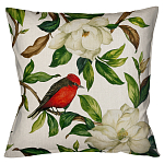 Декоративная подушка бежевая с изображением птиц и цветов Blooming Birds варинант исполнения - 1 | Loft Concept в Твери