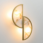 Бра с двумя полукруглыми плафонами из искусственного алебастра в бронзовой оправе Marbella варинант исполнения - 3 | Loft Concept в Твери