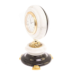 Часы настольные бронзовые из натуральных камней Мрамор и Змеевик Stone Clock варинант исполнения - 2 | Loft Concept в Твери