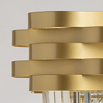 Люстра цвета матового золота с металлическими лентами и длинными прозрачными подвесками Gilded Waves варинант исполнения - 7 | Loft Concept в Твери