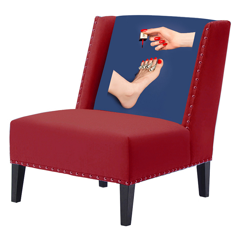 FUN Armchair "Pedicure" Red Дизайнерское кресло с цветным принтом Бургундский красный Сапфирово-синий FUN Armchair "Pedicure" Red Дизайнерское кресло с цветным принтом Бургундский красный Сапфирово-синий в Твери | Loft Concept
