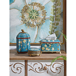 Салфетница прямоугольная голубого цвета с цветами и бабочками Blue Garden варинант исполнения - 2 | Loft Concept в Твери