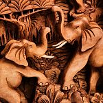 Панно из дерева пять слонов Panel With Animals варинант исполнения - 4 | Loft Concept в Твери