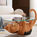 Дизайнерский журнальный стол с основанием в виде кота Bivan варинант исполнения - 1 | Loft Concept в Твери